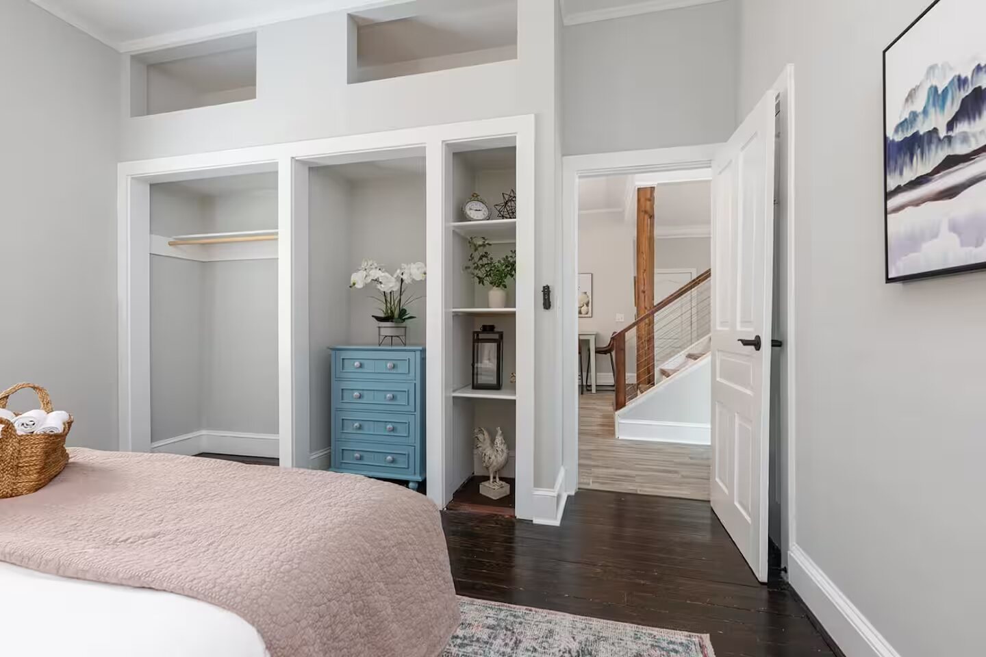 Restored bedroom in the Noda Mill House